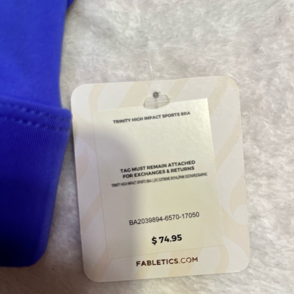 Fabletics Trinity High Impact Sports Bra Blue NWT High Support Size - Picture 2 of 3